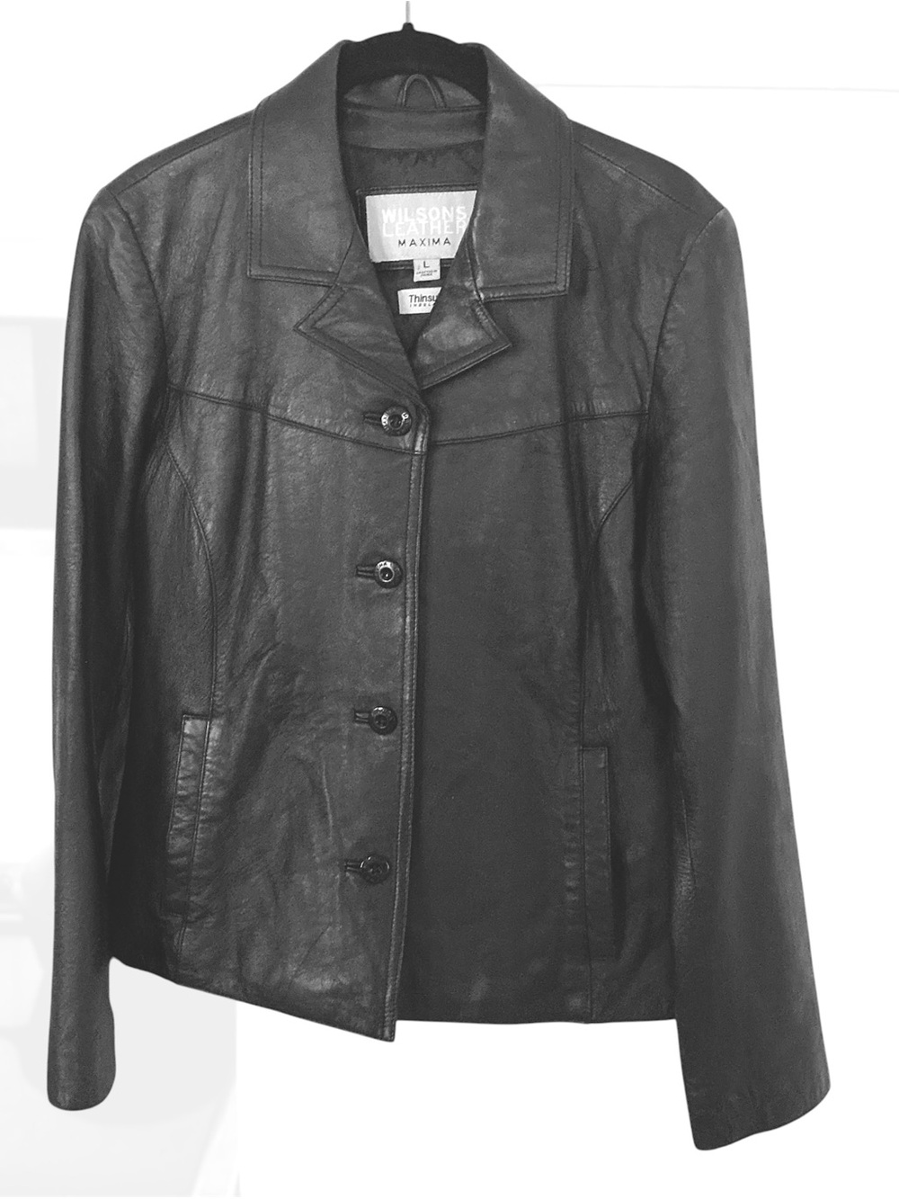 Wilsons Maxima 90’s Leather Black Button-Front Women's Leather Jacket